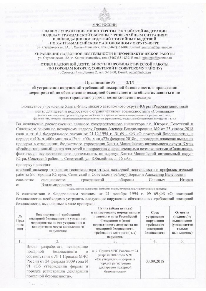 Акт проверки органом государственного контроля(надзора) юридического лица, индивидуального предпринимателя № 2 от 28.02.2018