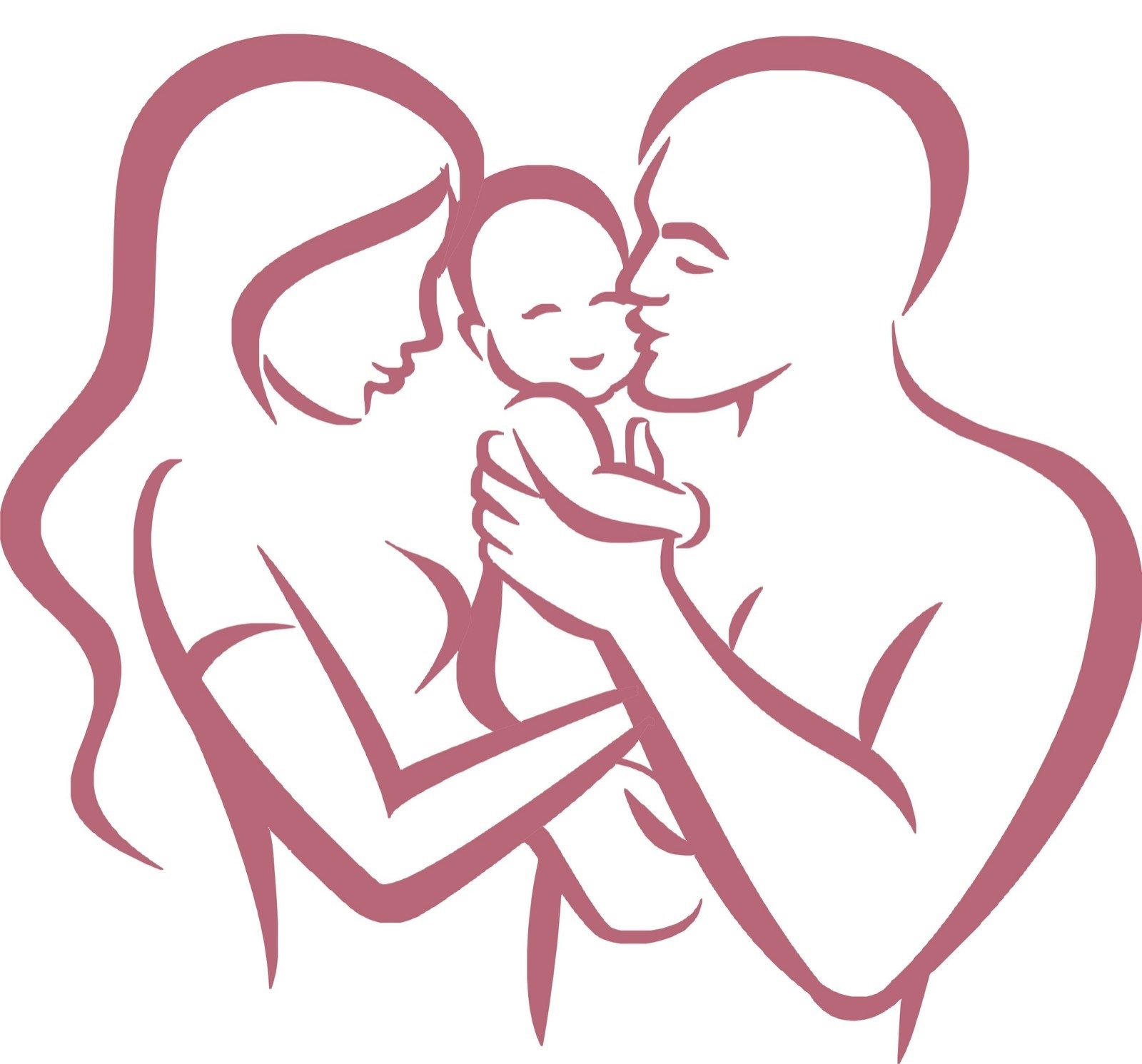Силуэт семья с младенцем